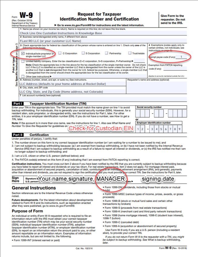 How do I fill out IRS Form W9 for my IRA LLC? Rocket Dollar